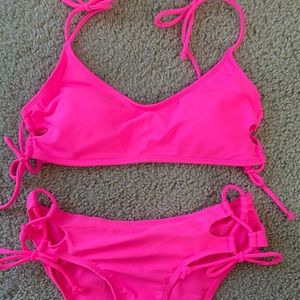 Neon Pink two piece bathing suit!